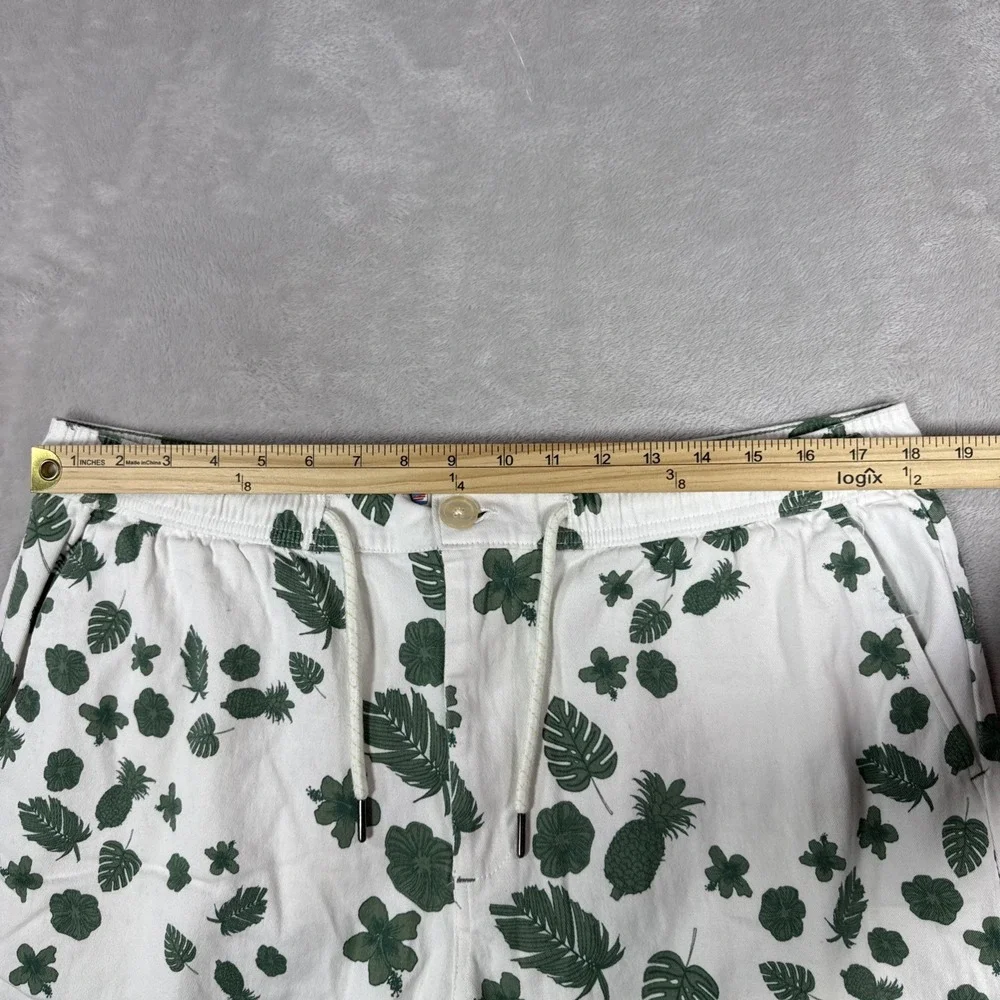 Laguna Shorts Men Size 36 White Green Leaf Print Cotton Stretch Casual Beachwear - Picture 6 of 8